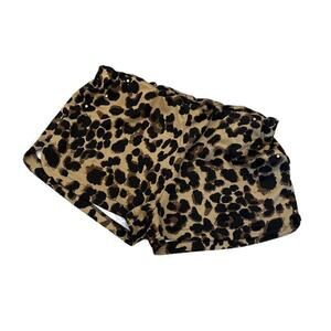 Leopard Print Studded Detail Elastic High Waist Short L